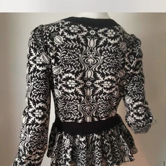 Vintage Y2K Betsey Johnson black/white peplum sweater L